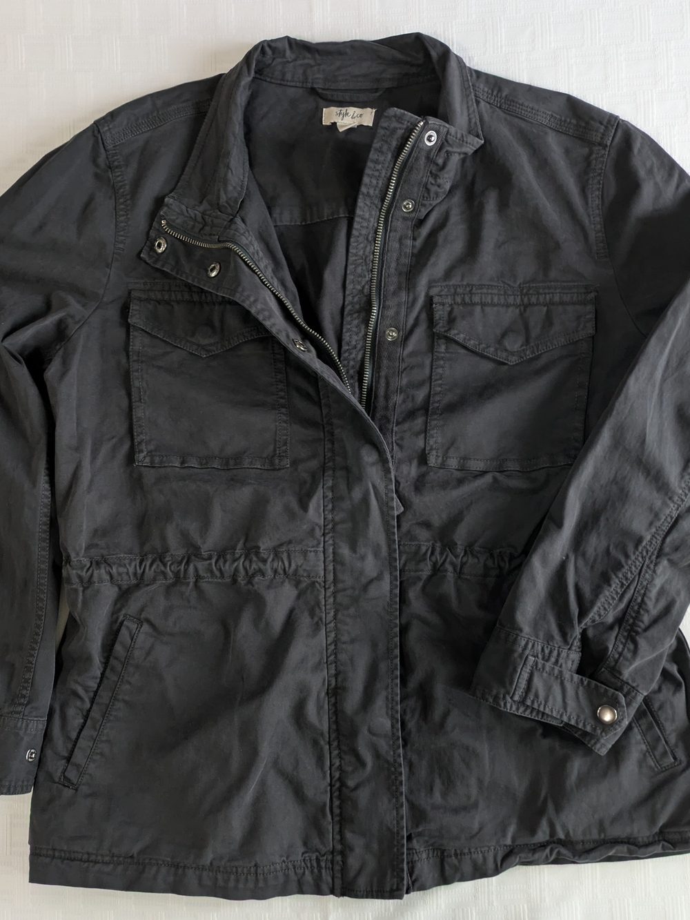 Style & Co Cotton Twill Utility Jacket Black Large